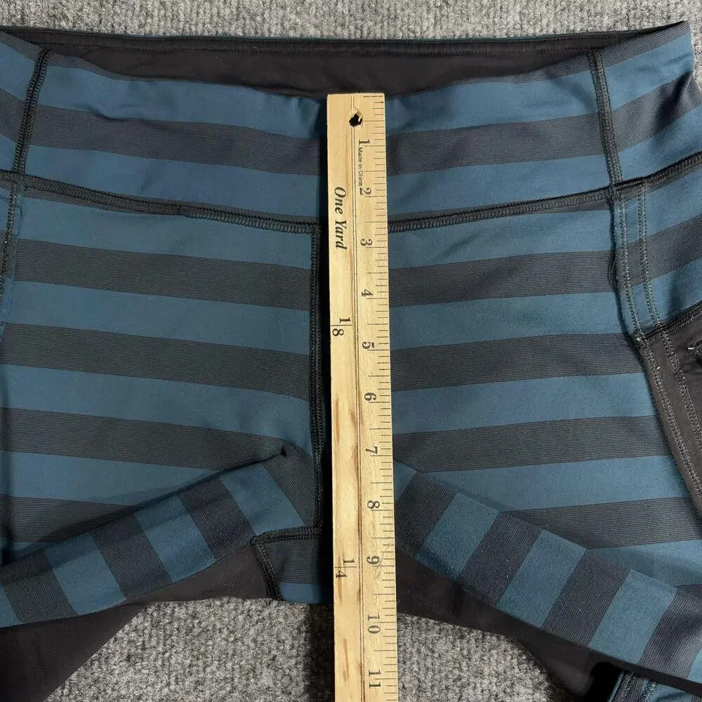 Lululemon Athletica Leggings Womens 10 Blue Stripe Run Top Speed Crop Pants